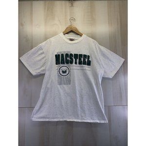 Vintage Single Stitch Onetia Mac Steel Gray Graphic Mens Cotton T Shirt XL-6944